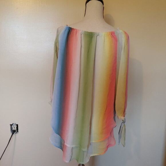 A new Approach A.N.A Size Small Sz S light Sheer Pastel Long Sleeve Bow Sherbet - Picture 9 of 12